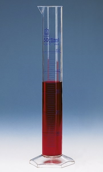 Cylinder miarowy wysoki PMP, klasa A, skala niebieska