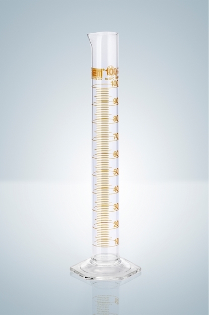 Cylinder wysoki z certyfikatem serii, klasa A (skala brązowa), stopka szklana